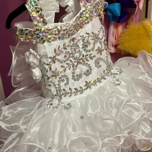 White Ruffled Dress with Iridescent Accents